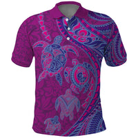 Hawaiian Turtles and Polynesian Art Tattoo Polo Shirt Cerise