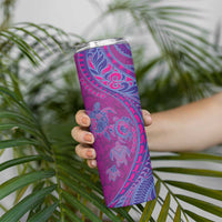 Hawaiian Turtles and Polynesian Art Tattoo Skinny Tumbler Cerise