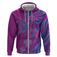 Hawaiian Turtles and Polynesian Art Tattoo Zip Hoodie Cerise