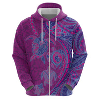 Hawaiian Turtles and Polynesian Art Tattoo Zip Hoodie Cerise