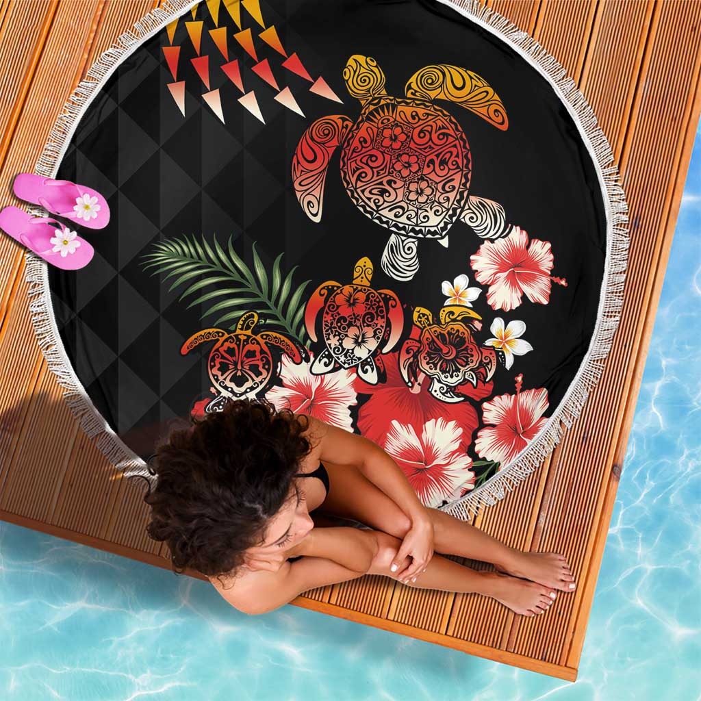 Hawaiian Hibiscus Turtle and Tropical Flower Beach Blanket Dynamic Vibe