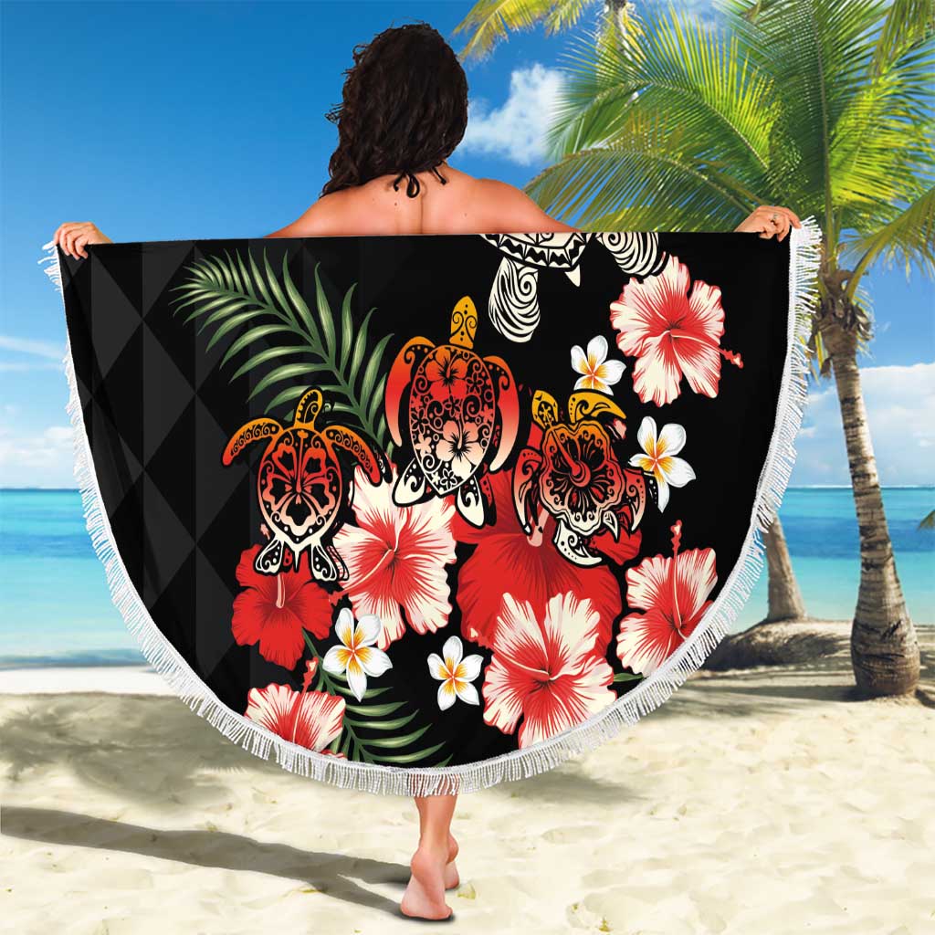 Hawaiian Hibiscus Turtle and Tropical Flower Beach Blanket Dynamic Vibe