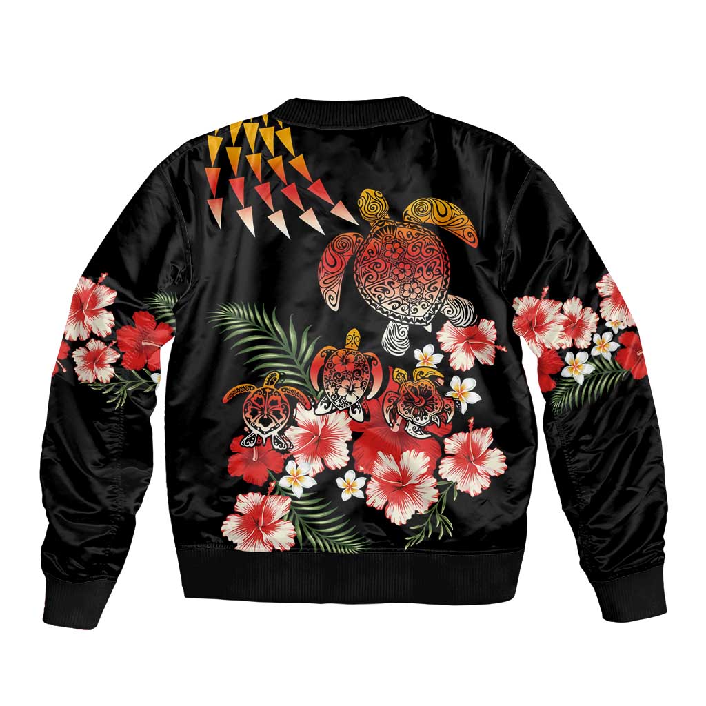 Hawaiian Hibiscus Turtle and Tropical Flower Bomber Jacket Dynamic Vibe