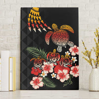 Hawaiian Hibiscus Turtle and Tropical Flower Canvas Wall Art Dynamic Vibe