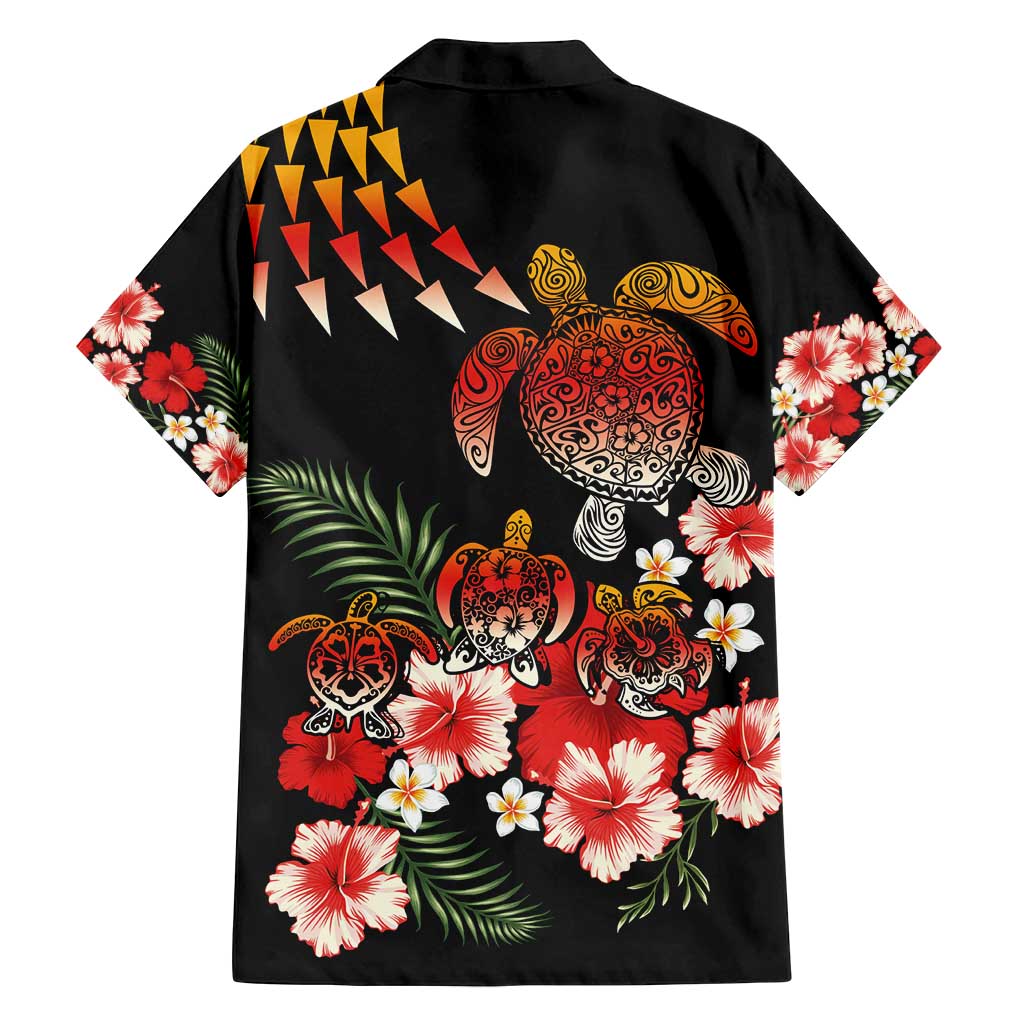 Hawaiian Hibiscus Turtle and Tropical Flower Family Matching Long Sleeve Bodycon Dress and Hawaiian Shirt Dynamic Vibe