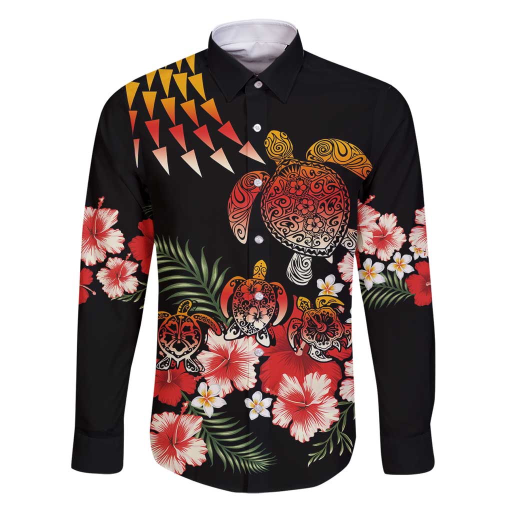 Hawaiian Hibiscus Turtle and Tropical Flower Family Matching Off Shoulder Short Dress and Hawaiian Shirt Dynamic Vibe