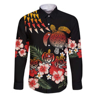 Hawaiian Hibiscus Turtle and Tropical Flower Family Matching Off Shoulder Short Dress and Hawaiian Shirt Dynamic Vibe