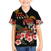 Hawaiian Hibiscus Turtle and Tropical Flower Family Matching Puletasi and Hawaiian Shirt Dynamic Vibe