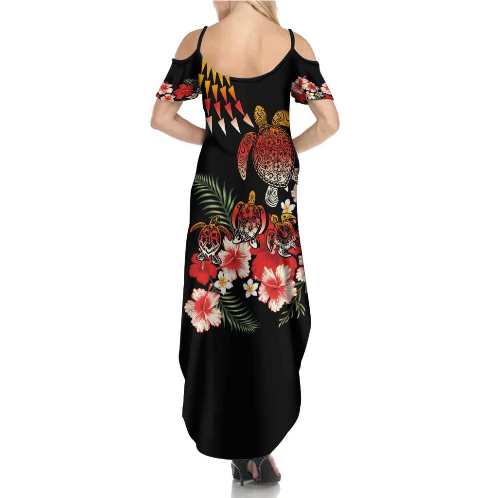 Hawaiian Hibiscus Turtle and Tropical Flower Family Matching Summer Maxi Dress and Hawaiian Shirt Dynamic Vibe
