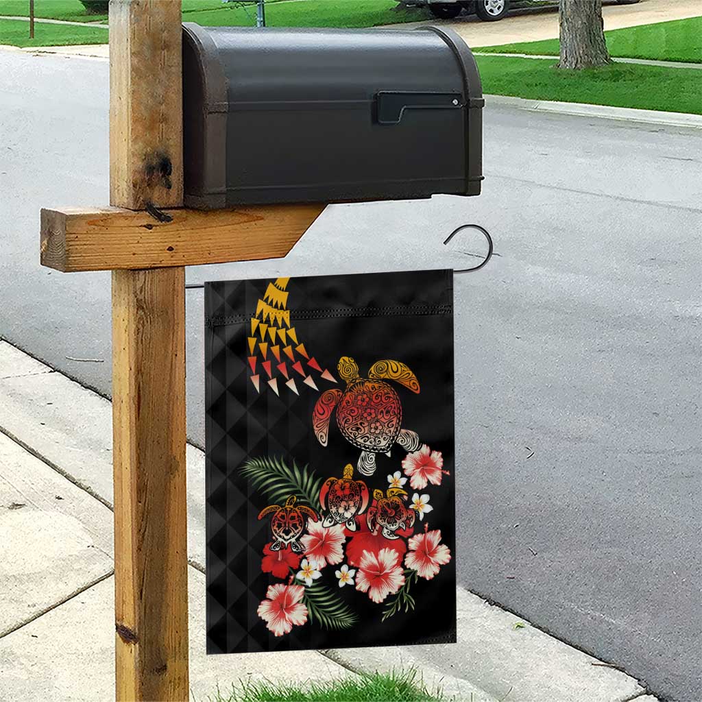 Hawaiian Hibiscus Turtle and Tropical Flower Garden Flag Dynamic Vibe