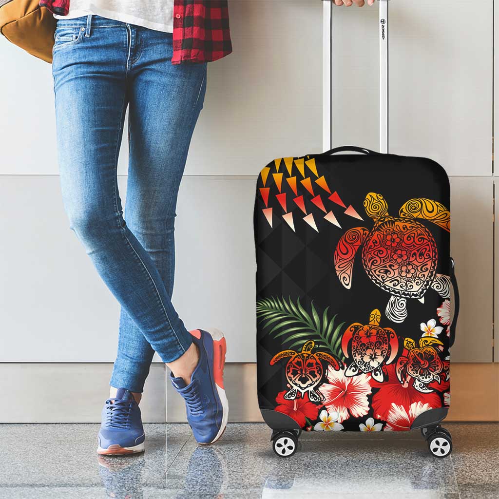 Hawaiian Hibiscus Turtle and Tropical Flower Luggage Cover Dynamic Vibe