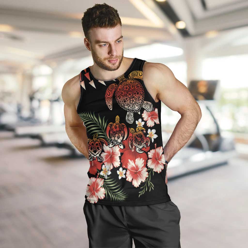 Hawaiian Hibiscus Turtle and Tropical Flower Men Tank Top Dynamic Vibe