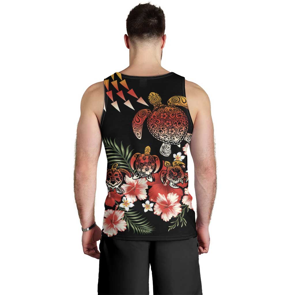 Hawaiian Hibiscus Turtle and Tropical Flower Men Tank Top Dynamic Vibe