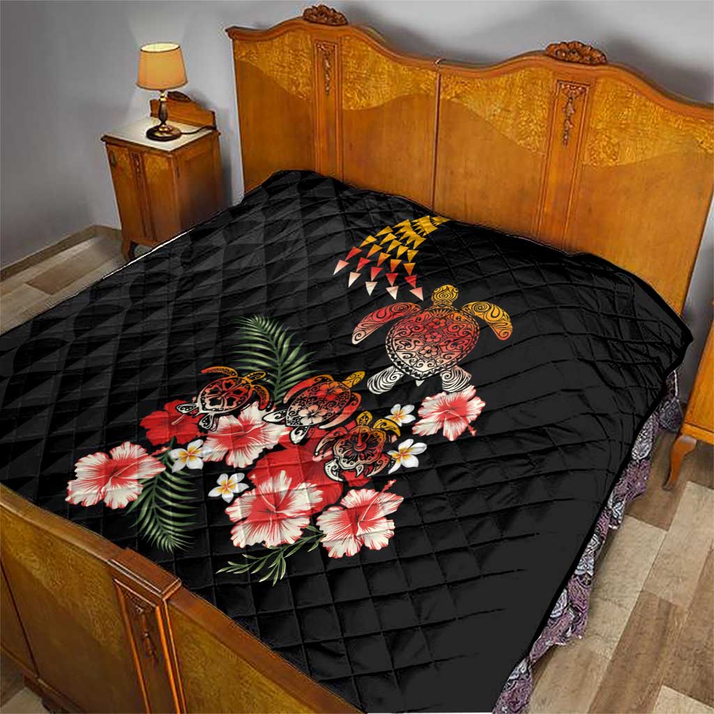 Hawaiian Hibiscus Turtle and Tropical Flower Quilt Dynamic Vibe