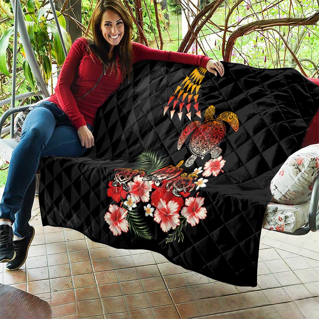 Hawaiian Hibiscus Turtle and Tropical Flower Quilt Dynamic Vibe