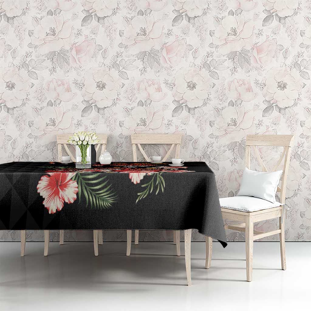 Hawaiian Hibiscus Turtle and Tropical Flower Tablecloth Dynamic Vibe