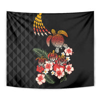 Hawaiian Hibiscus Turtle and Tropical Flower Tapestry Dynamic Vibe