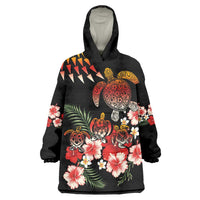 Hawaiian Hibiscus Turtle and Tropical Flower Wearable Blanket Hoodie Dynamic Vibe