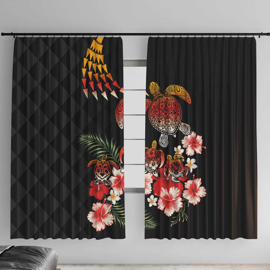 Hawaiian Hibiscus Turtle and Tropical Flower Window Curtain Dynamic Vibe