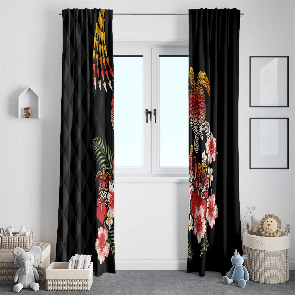 Hawaiian Hibiscus Turtle and Tropical Flower Window Curtain Dynamic Vibe