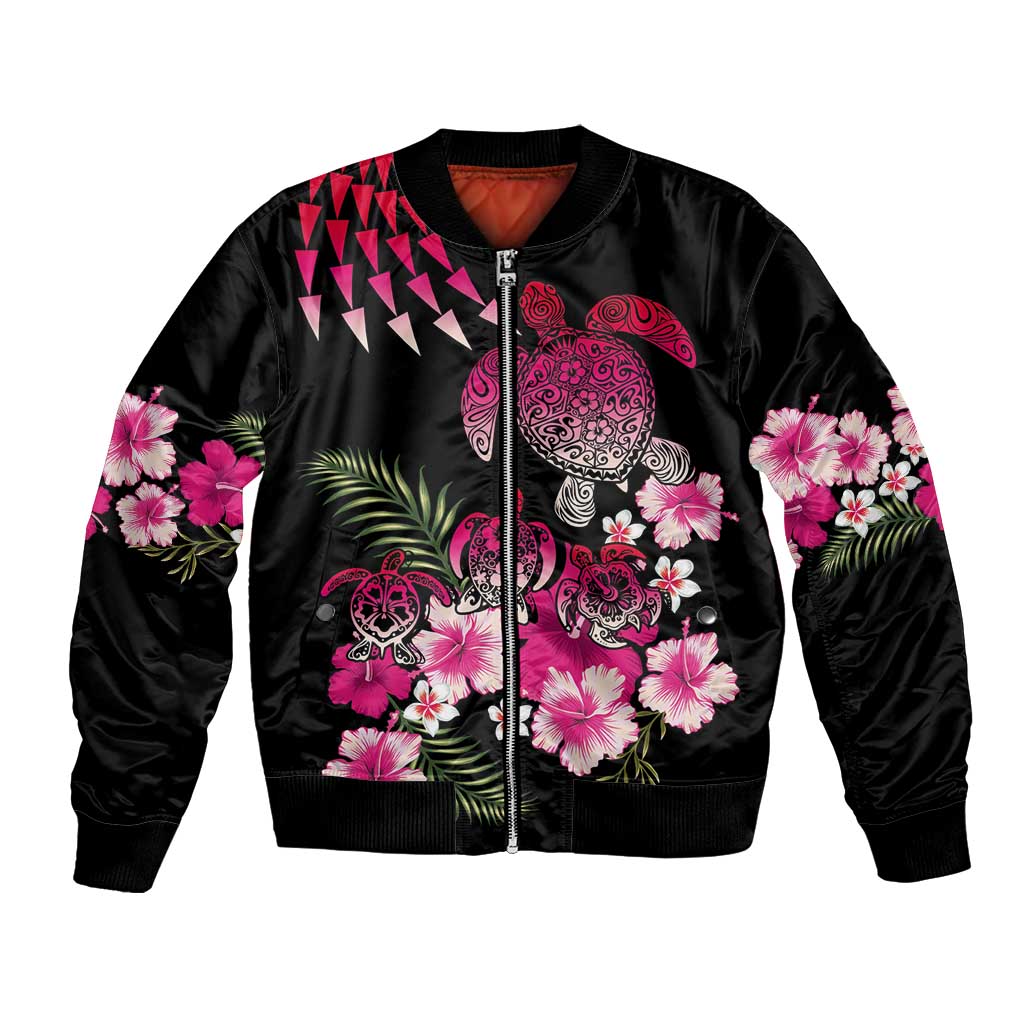 Hawaiian Hibiscus Turtle and Tropical Flower Bomber Jacket Sweet Vibe