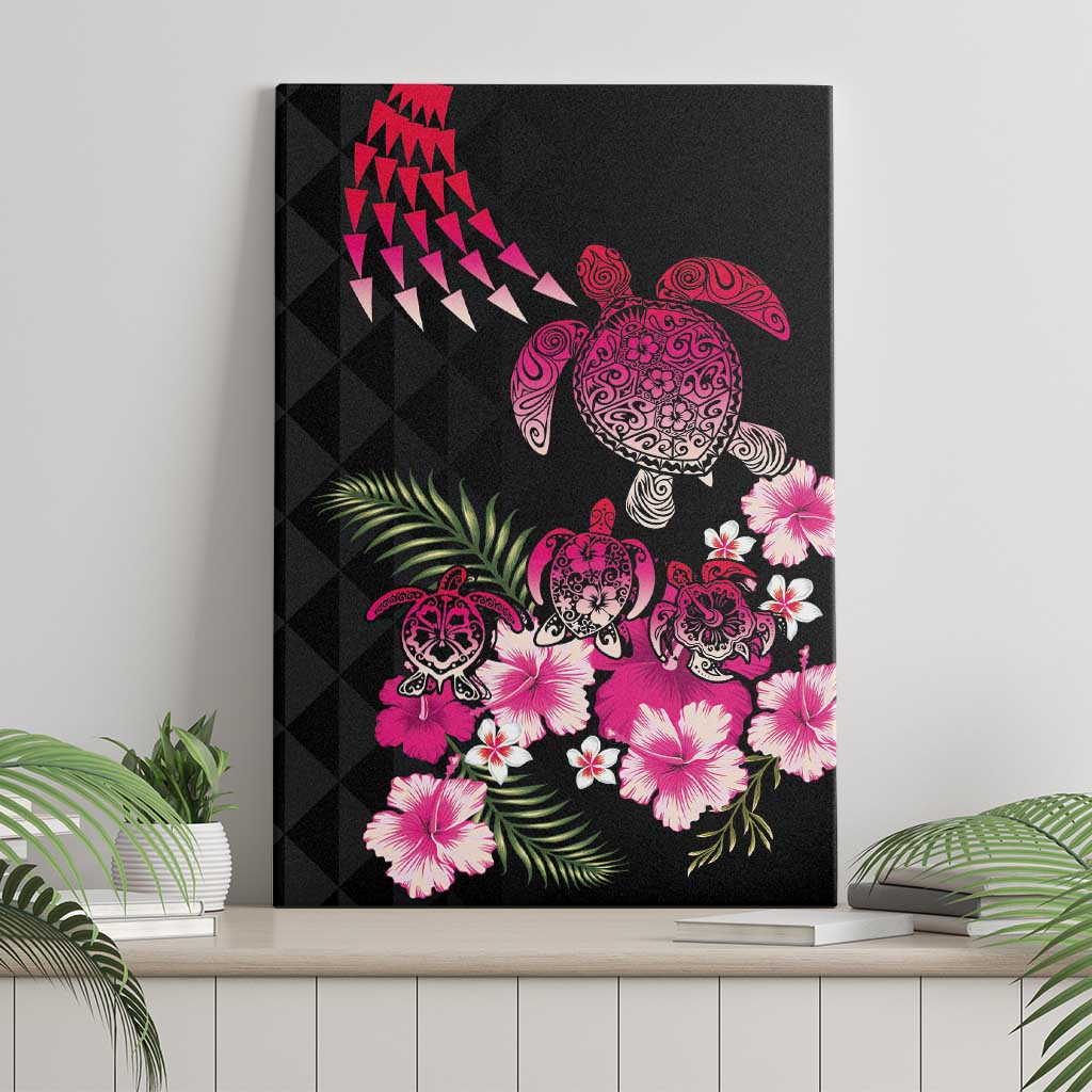 Hawaiian Hibiscus Turtle and Tropical Flower Canvas Wall Art Sweet Vibe