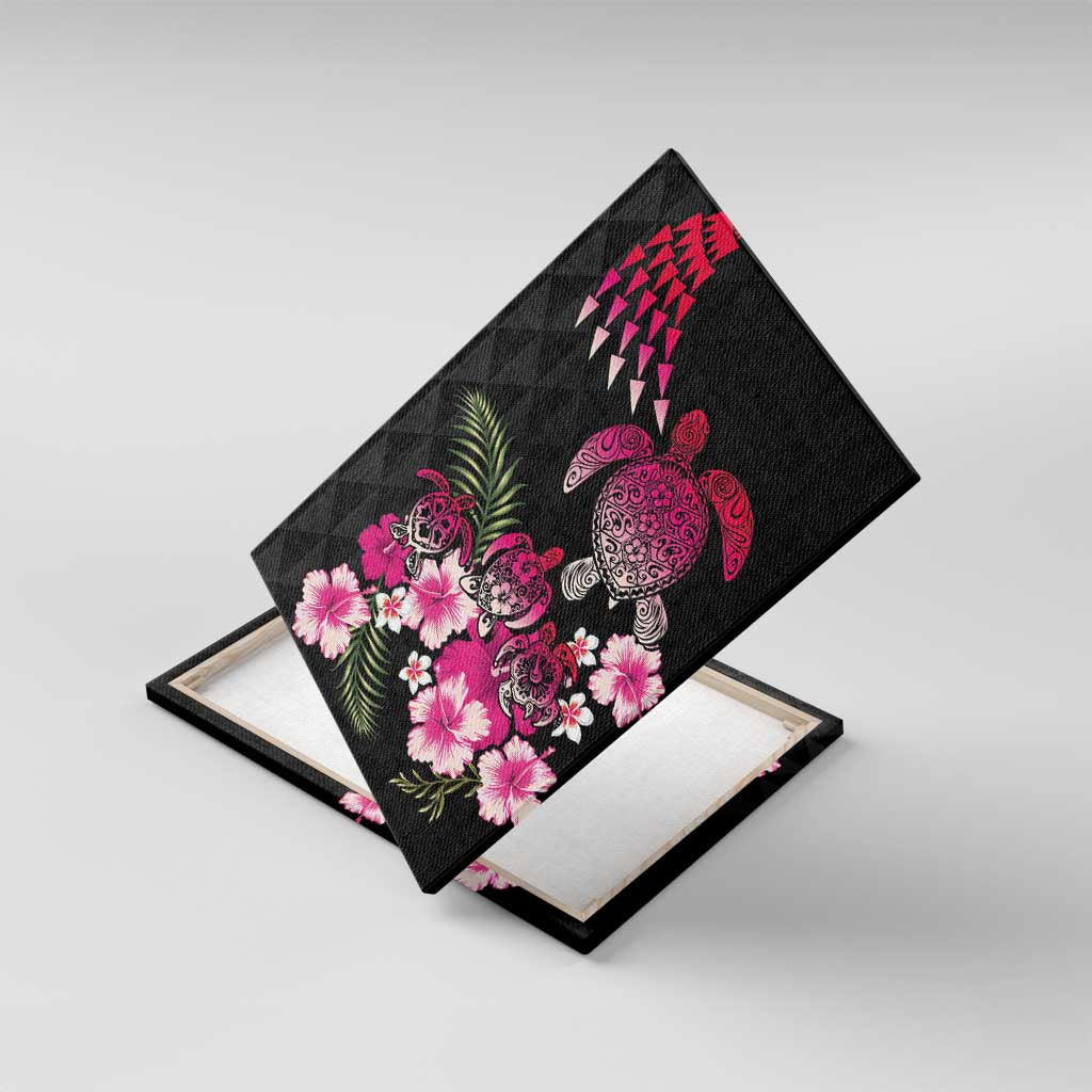 Hawaiian Hibiscus Turtle and Tropical Flower Canvas Wall Art Sweet Vibe
