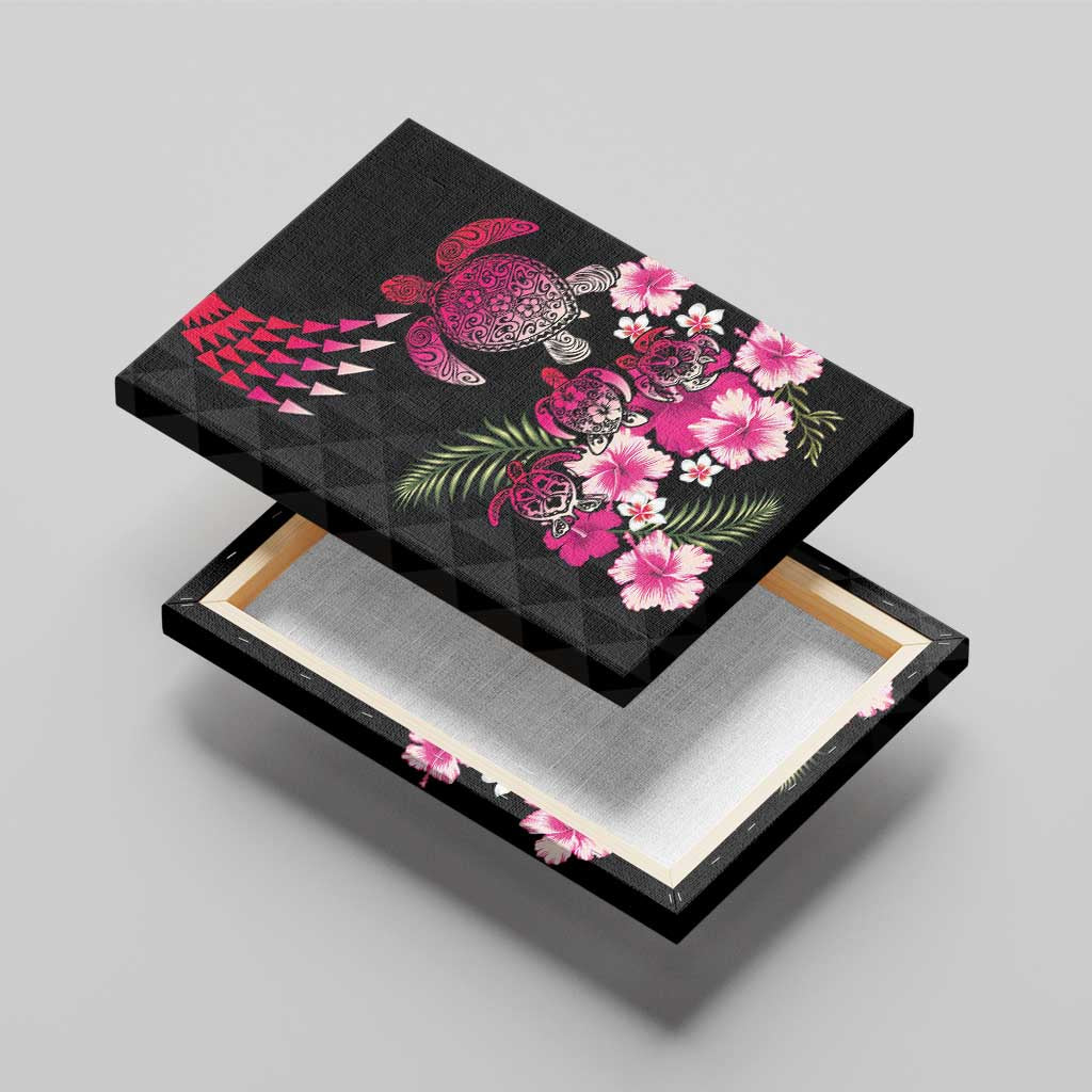 Hawaiian Hibiscus Turtle and Tropical Flower Canvas Wall Art Sweet Vibe
