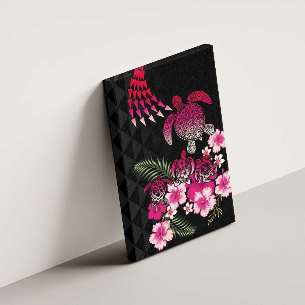 Hawaiian Hibiscus Turtle and Tropical Flower Canvas Wall Art Sweet Vibe