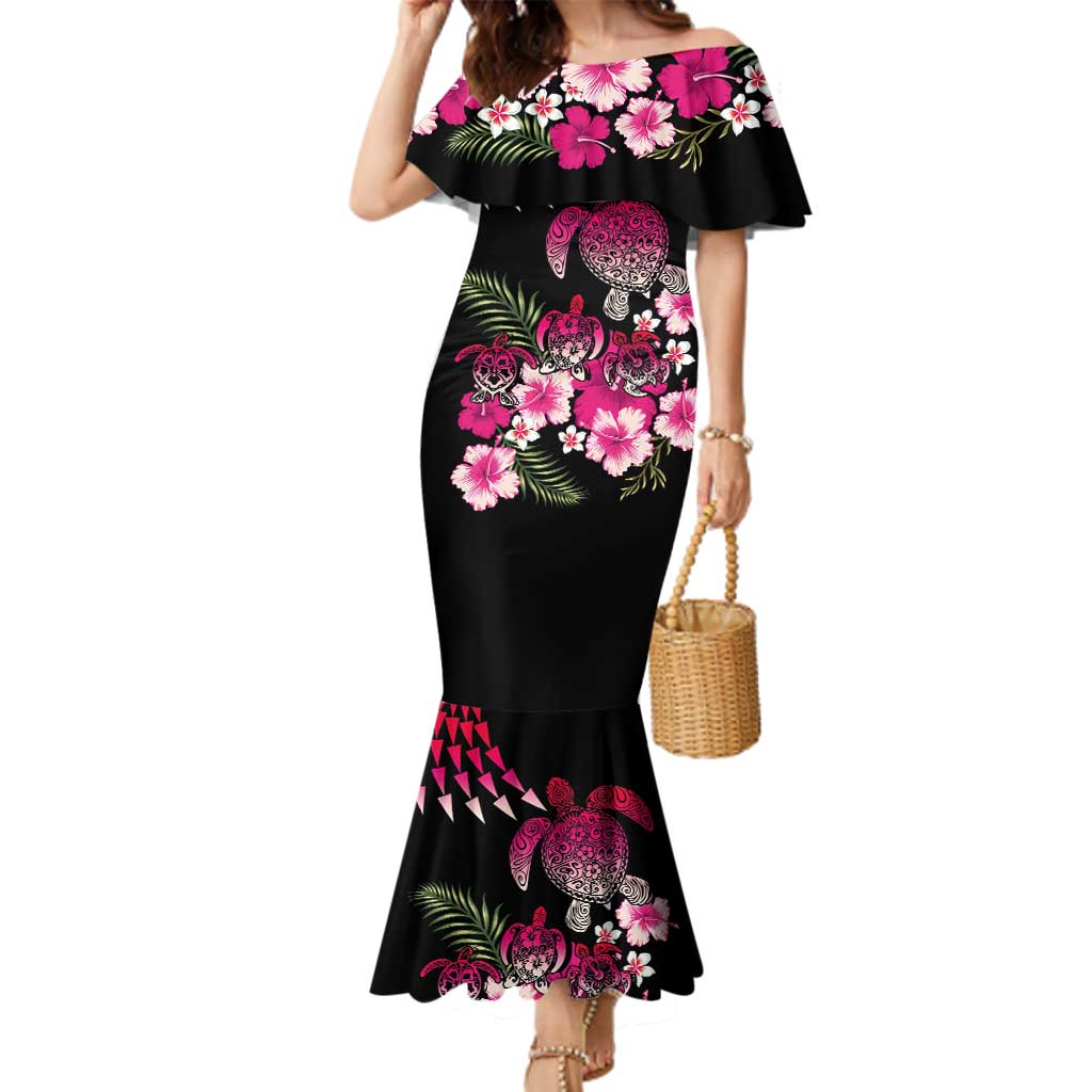 Hawaiian Hibiscus Turtle and Tropical Flower Family Matching Mermaid Dress and Hawaiian Shirt Sweet Vibe