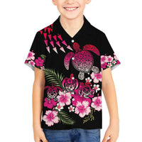 Hawaiian Hibiscus Turtle and Tropical Flower Family Matching Off Shoulder Short Dress and Hawaiian Shirt Sweet Vibe