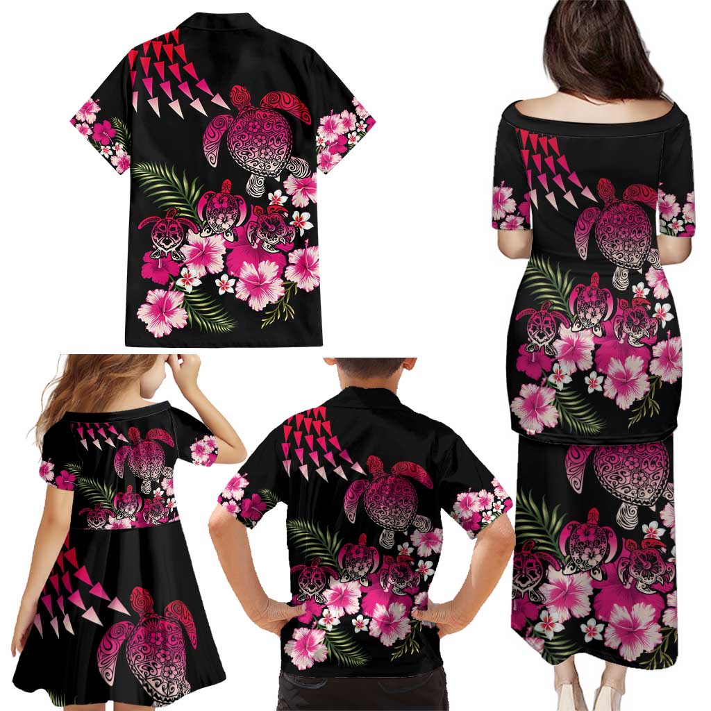 Hawaiian Hibiscus Turtle and Tropical Flower Family Matching Puletasi and Hawaiian Shirt Sweet Vibe