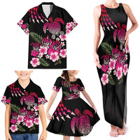 Hawaiian Hibiscus Turtle and Tropical Flower Family Matching Tank Maxi Dress and Hawaiian Shirt Sweet Vibe