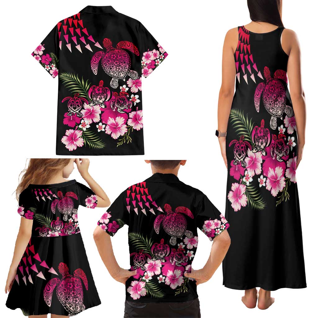 Hawaiian Hibiscus Turtle and Tropical Flower Family Matching Tank Maxi Dress and Hawaiian Shirt Sweet Vibe