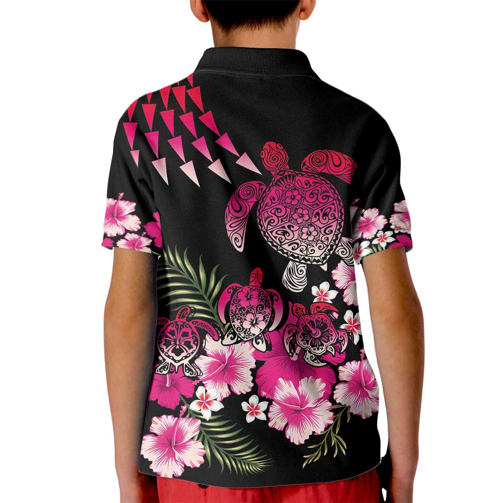 Hawaiian Hibiscus Turtle and Tropical Flower Kid Polo Shirt Sweet Vibe