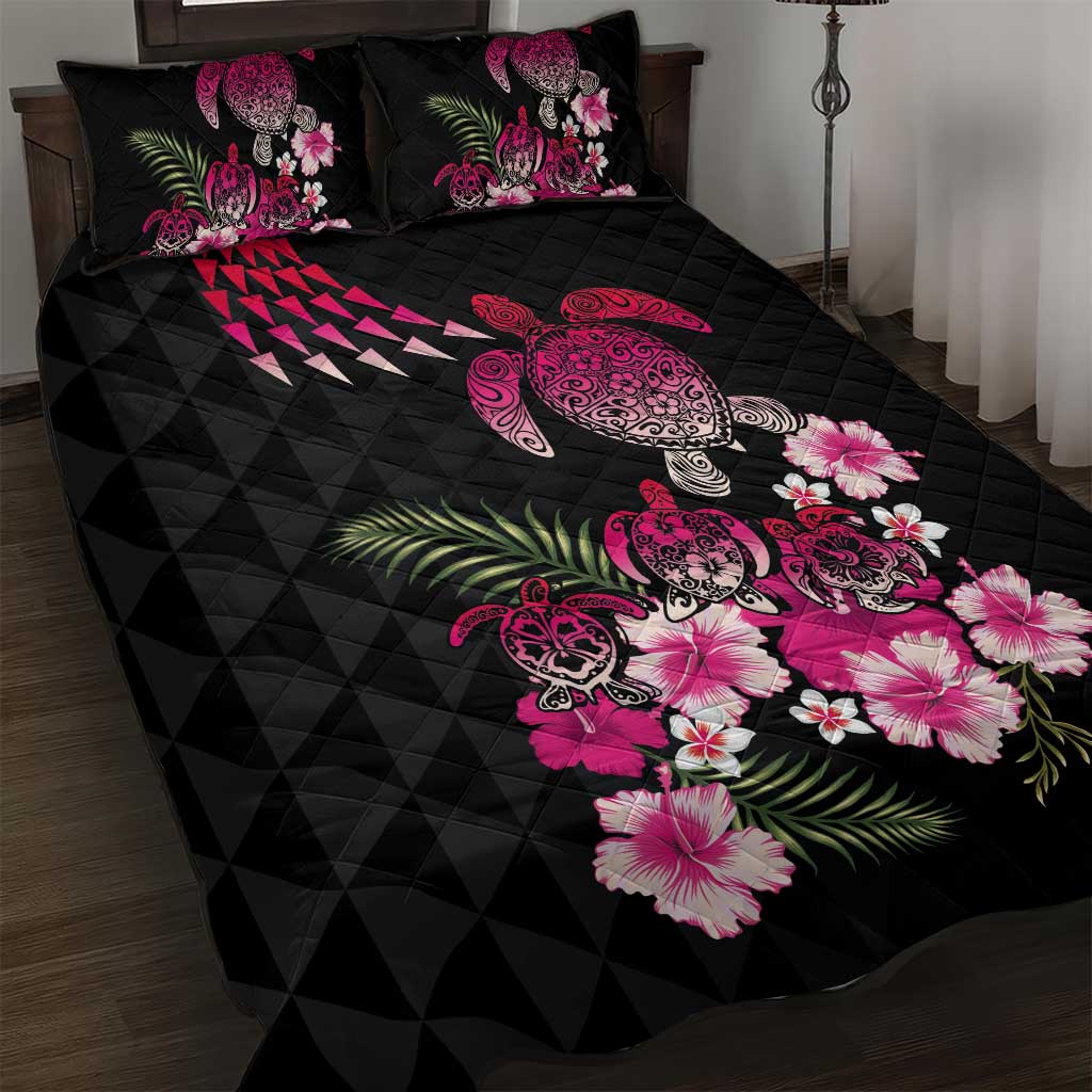 Hawaiian Hibiscus Turtle and Tropical Flower Quilt Bed Set Sweet Vibe