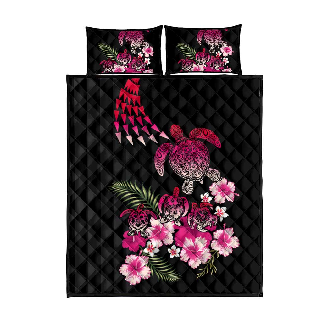 Hawaiian Hibiscus Turtle and Tropical Flower Quilt Bed Set Sweet Vibe
