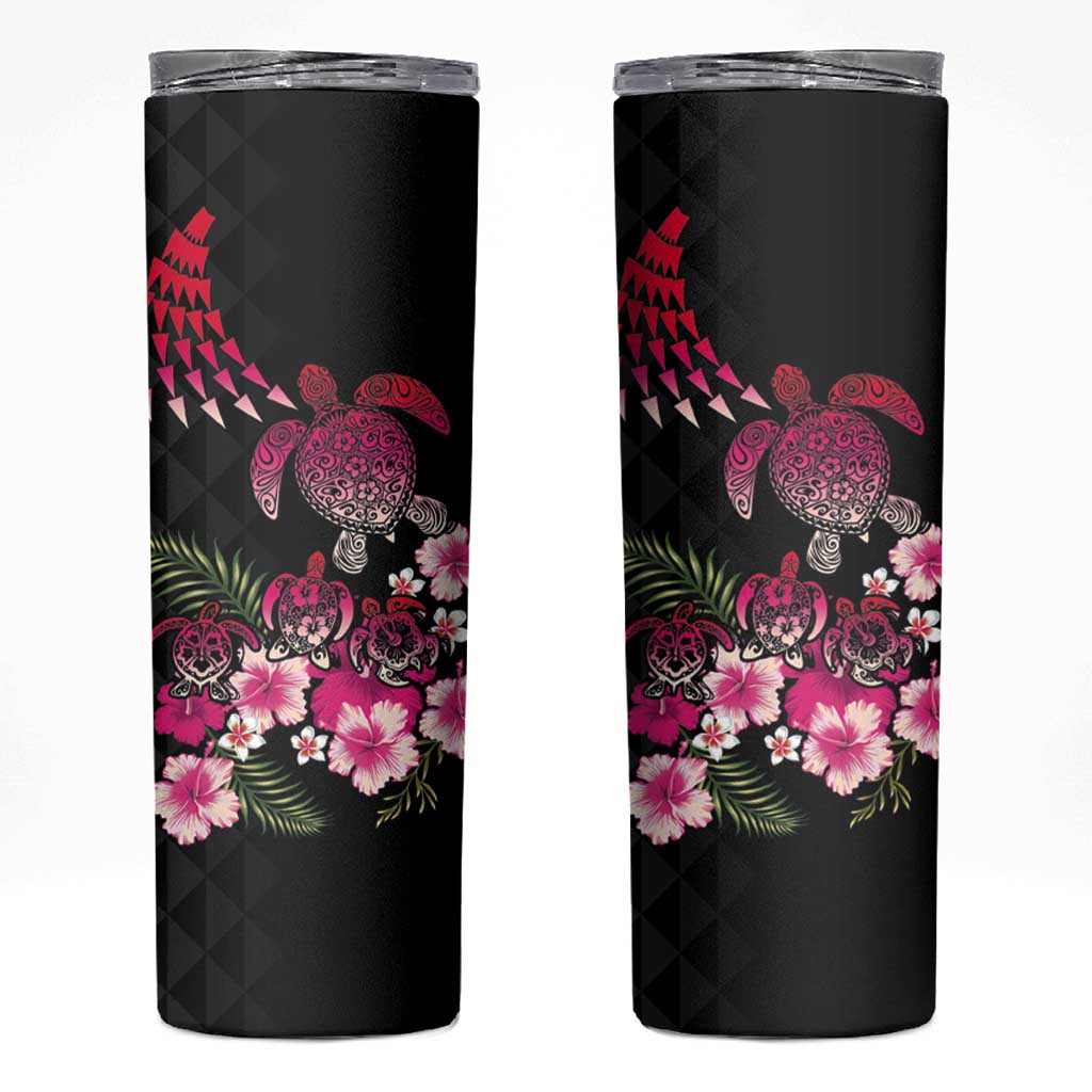 Hawaiian Hibiscus Turtle and Tropical Flower Skinny Tumbler Sweet Vibe
