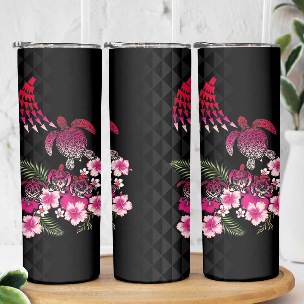 Hawaiian Hibiscus Turtle and Tropical Flower Skinny Tumbler Sweet Vibe