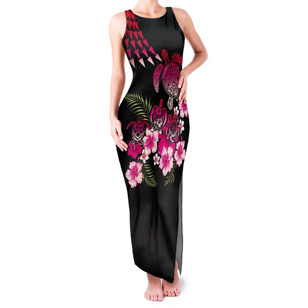 Hawaiian Hibiscus Turtle and Tropical Flower Tank Maxi Dress Sweet Vibe