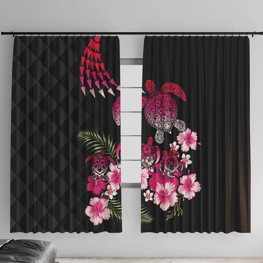 Hawaiian Hibiscus Turtle and Tropical Flower Window Curtain Sweet Vibe