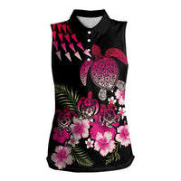 Hawaiian Hibiscus Turtle and Tropical Flower Women Sleeveless Polo Shirt Sweet Vibe