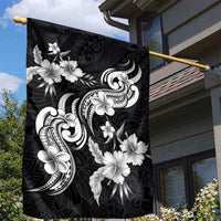 Hawaiian-Polynesian Art Tattoo Garden Flag Hibiscus and Plumeria Grayscale