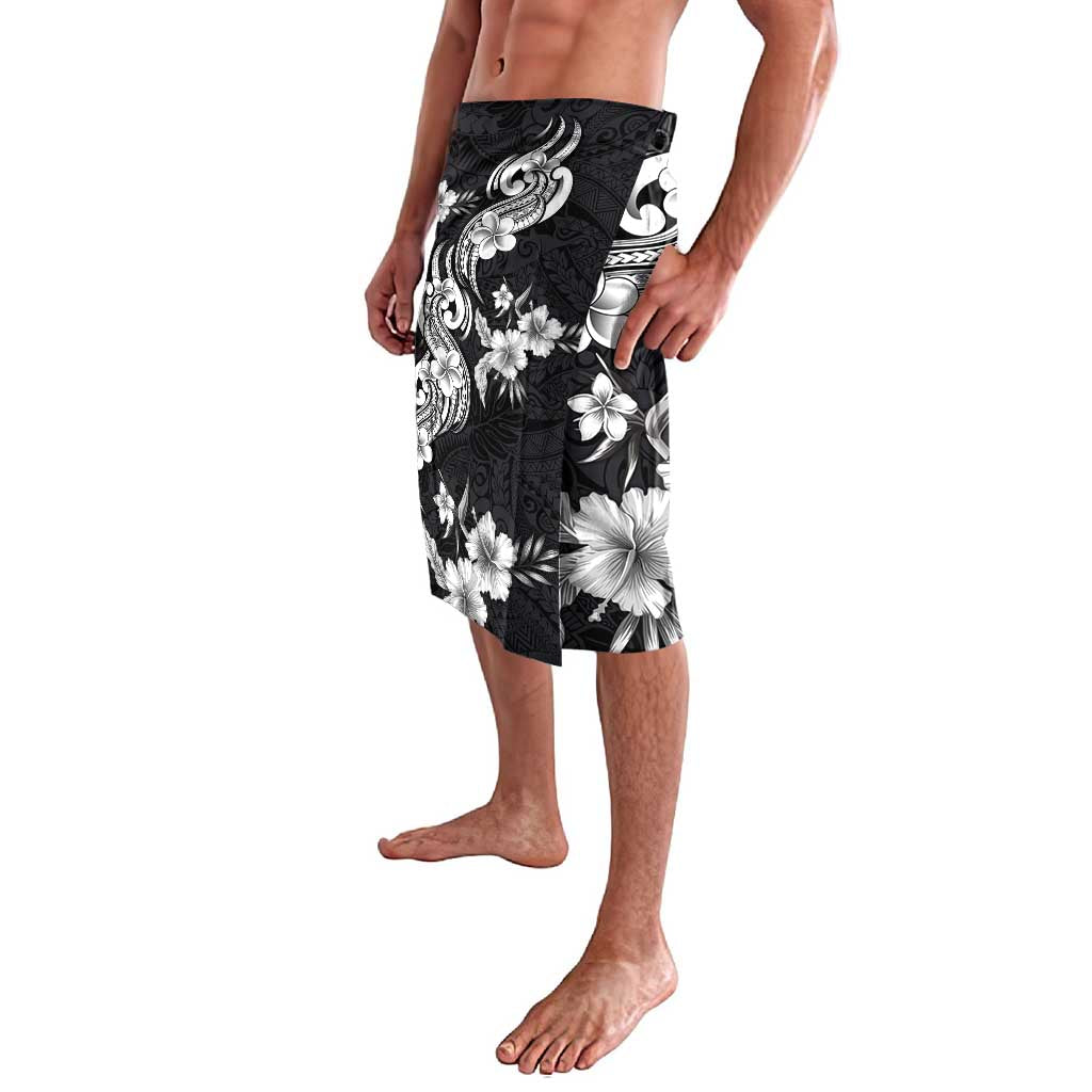 Hawaiian-Polynesian Art Tattoo Lavalava Hibiscus and Plumeria Grayscale LT03 - Polynesian Pride