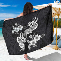 Hawaiian-Polynesian Art Tattoo Sarong Hibiscus and Plumeria Grayscale