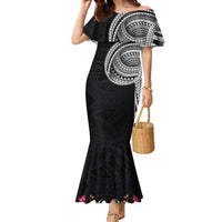 Samoan Art Tattoo Polynesian Pattern Family Matching Mermaid Dress and Hawaiian Shirt