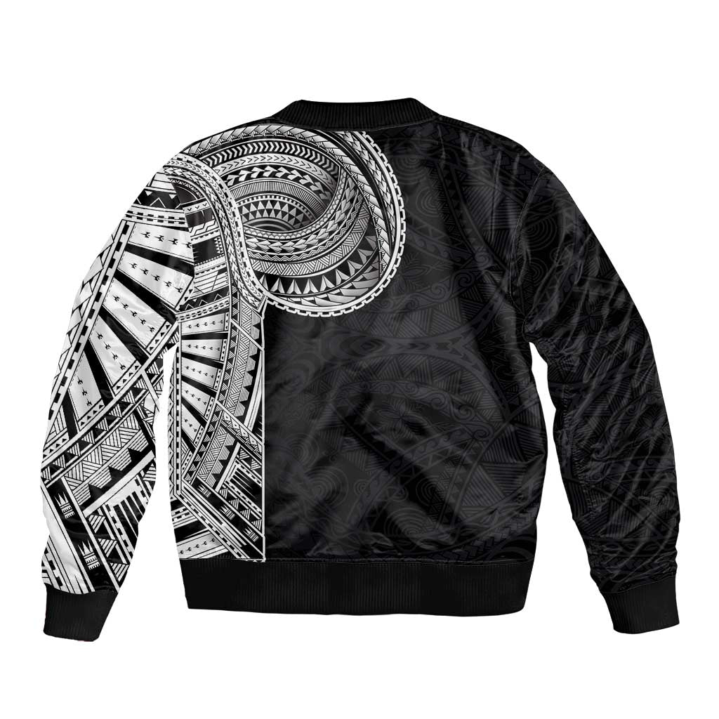 Samoan Art Tattoo Polynesian Pattern Sleeve Zip Bomber Jacket
