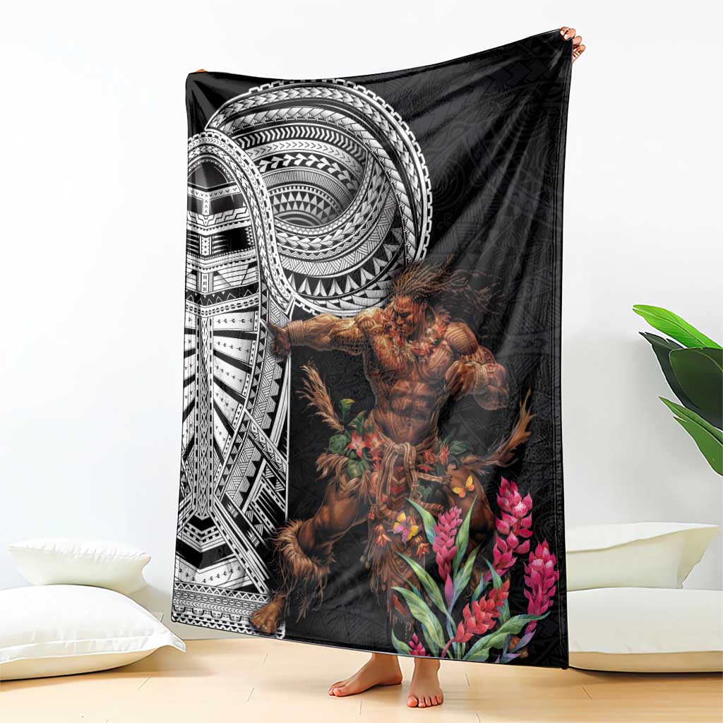 Samoan Warrior Art Tattoo Blanket Polynesian Pattern and Teuila