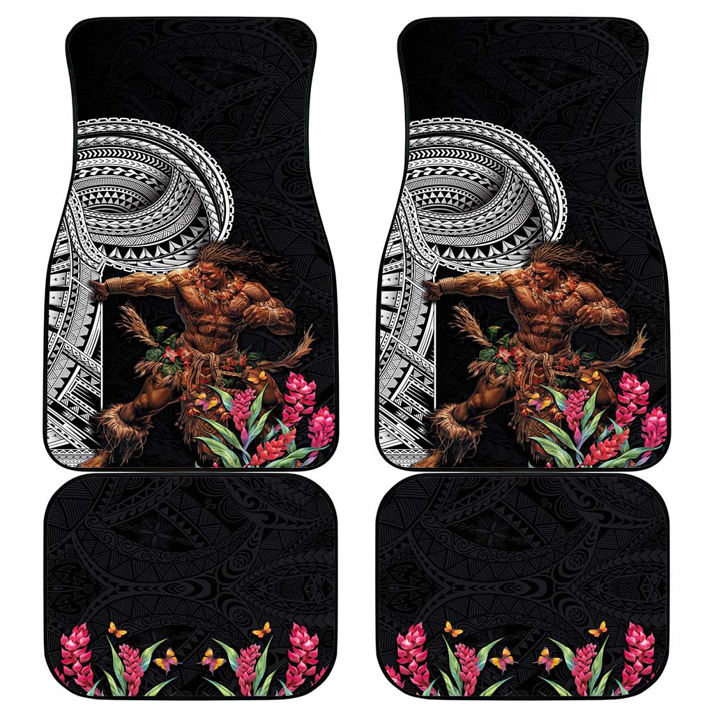 Samoan Warrior Art Tattoo Car Mats Polynesian Pattern and Teuila