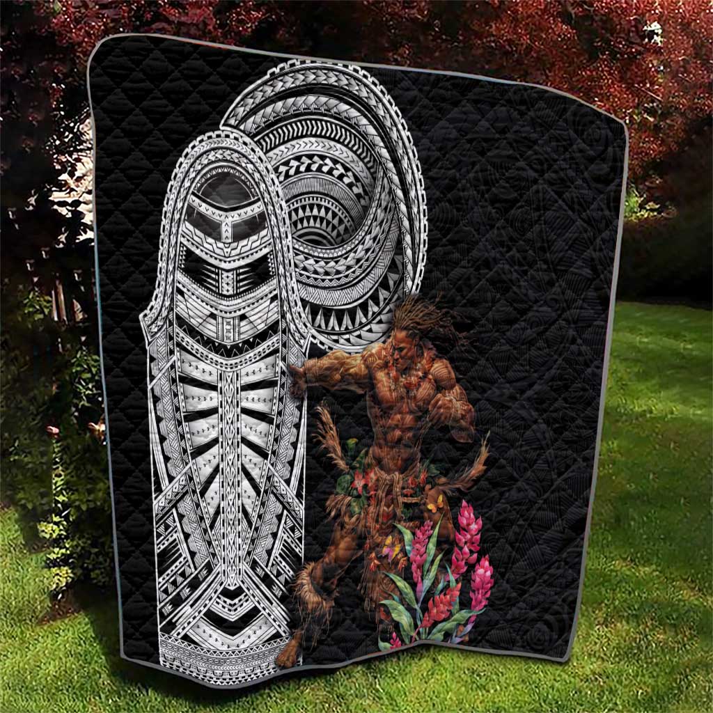 Samoan Warrior Art Tattoo Quilt Polynesian Pattern and Teuila